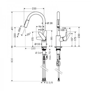 Смеситель для кухни Hansgrohe Focus 31815000 с выдвижным изливом