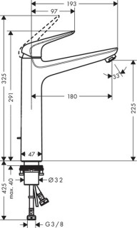 Смеситель для раковины Hansgrohe Novus 230, 71123000 с донным клапаном