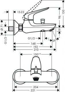 Смеситель для ванны Hansgrohe Novus 71040000