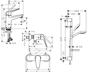 Комплект смесителей для душа Hansgrohe Novus 71060111 (71030000+71060000+26566400)