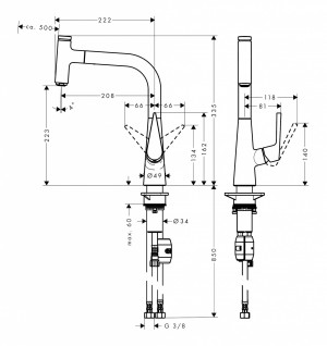 Смеситель для кухни Hansgrohe Talis Select S 72822000 c выдвижным изливом