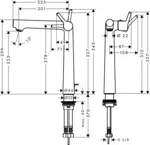 Смеситель для раковины Hansgrohe Talis S 250, 72115000