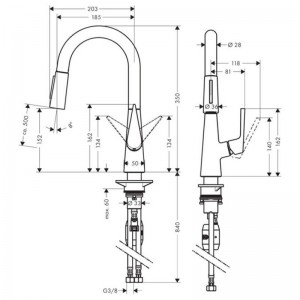 Смеситель для кухни Hansgrohe Talis S 72815000 c выдвижным изливом