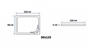 Акриловый душевой поддон Rea Porta Black 90 х 120 левый (REA-K7321) + сифон