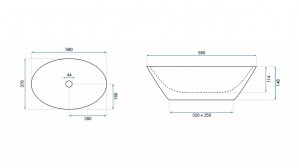 Умывальник на столешницу Rea Hana Slim 37,8x56 белый (REA-U1951)