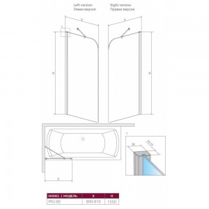 Штора для ванной Radaway Torrenta PNJ 80x150 стекло прозрачное (201101-
101NL)
