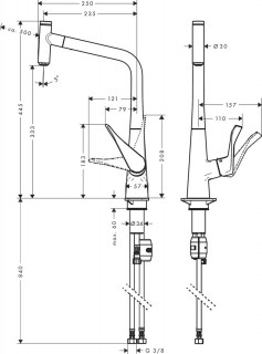Кухонный смеситель Hansgrohe Metris Select M71 14884000 схема