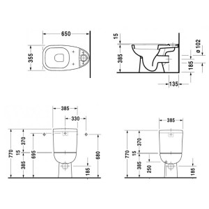 Унитаз-компакт Duravit D-CODE горизонтальный выпуск с бачком и сидением soft-close   (21110900002+927000004+67390000) фото