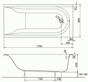 Ванна KOLO Mirra 170х80 с ножками арт. XWP3370000