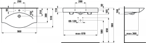 Умывальник LAUFEN PALACE 900x510 мм, на 3 отв. H8117020001081