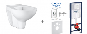 Комплект инсталляция Grohe Rapid SL 4в1, клавиша хром  38721001 и унитаз подвесной Grohe Bau 39427000 с крышкой soft close 39435000