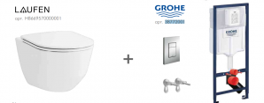 Комплект инсталляция Grohe Rapid SL 4в1, клавиша хром 38772001 и унитаз 
подвесной Laufen Pro New rimless, крышка Slim H8669570000001