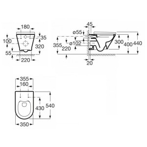 Комплект инсталляция OLI 120 Plus Olipure 152972 и унитаз подвесной Roca GAP 
Round Rimless с сиденьем Slim, slow closing A34H0N8000