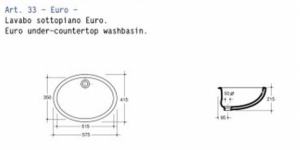 Раковина Flaminia Euro овальная, встраиваемая снизу, 51х35,5 см арт.33