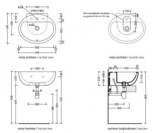 Раковина FLAMINIA DIP DP481 накладная 62x49,5 см