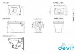 Подвесной унитаз Devit Retro 3020127 крышка дюропласт soft close