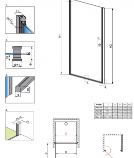 Душевые двери Radaway Eos DWJ 80 (37913-01-01N) хром/прозрачное