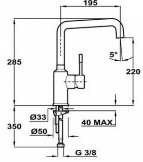 Кухонный смеситель Teka Frame H (FR) 509150210 схема