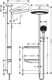 Душевая система настенного монтажа HANSGROHE RAINFINITY SHOWERPIPE 360 1JET 26842000