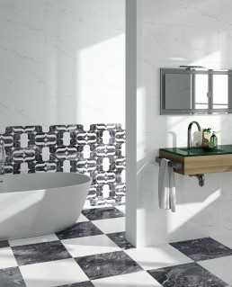 Плитка напольная Click Ceramica Estatuario 45x45 Nero интерьер