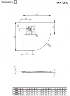 Душевой поддон Radaway Kyntos A сталь-черный 80x80 HKA8080-54 схема