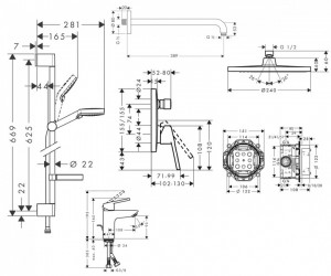 Набор скрытого монтажа Hansgrohe Logis Loop 1122019 (71151000+26553400+71264000+01800180+27454000+27413000+26723000)