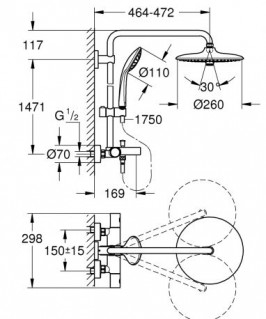 Душевая система с термостатом для ванны Grohe Euphoria System 260 (27475001)