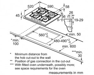 Варочная панель газовая Bosch PNP6B2O92R белая схема