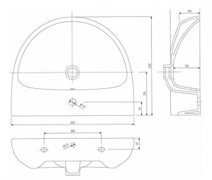 Умывальник Kolo NOVA PRO 60 cм, с отверстием M31160000 схема