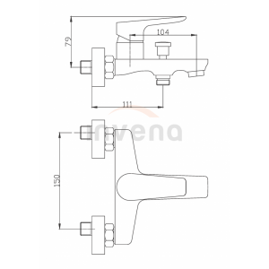 Смеситель для ванны Invena Dokos BW-19-004-V черный-хром