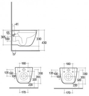 Унитаз подвесной RAK Ceramics ONE (EL13AWHA, ONSC00004/N) схема