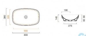Раковина Catalano GREEN LUX 60 160AGRLXBM схема