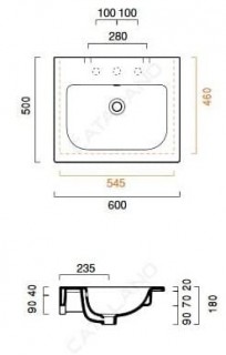 Раковина Catalano SFERA 60 160SFN00 с креплением схема