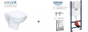 Комплект подвесной унитаз Cersanit Arteco soft close + инсталляция Grohe Rapid SL 38840000 клавиша Skate Cosmopolitan