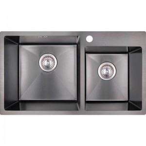 Кухонная мойка Imperial S7843BL PVD black Handmade 2.7/1.0 mm двойная 
фото