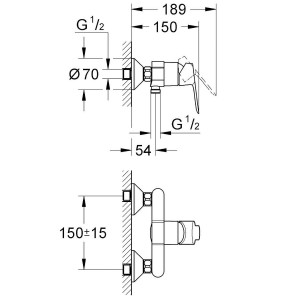 Смеситель однорычажный для душа Grohe BauEdge 23333000