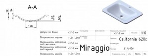 Умывальник Miraggio California 614х456х120 мм схема