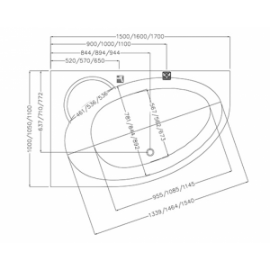 Ванна Ravak Asymmetric II CB31000000 150x100 L схема