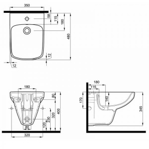 Биде подвесное Kolo NOVA PRO M35104000 схема