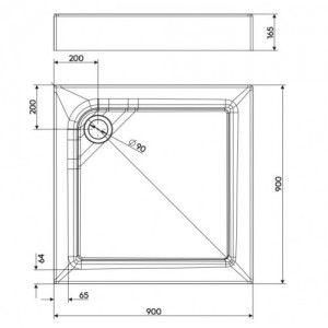 Душевой поддон Kolo FIRST XBK1690000, 90х90см схема