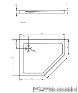 Душевой поддон Radaway Doros PT E 100x80 левый SDRPT1080-01L схема