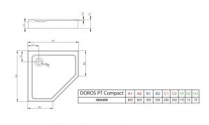 Душевой поддон Radaway Doros PT Compact 80x80 SDRPT8080-05 схема