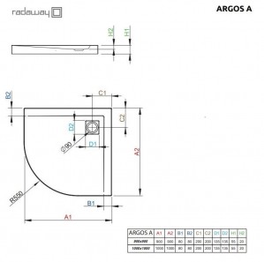 Душевой поддон Radaway Argos A 100x100 4AA1010-01 схема