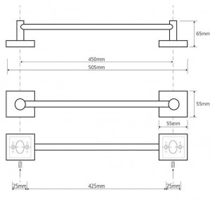 Держатель для полотенец Bemeta BETA 132104022 505мм схема