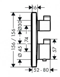Термостат для душа HANSGROHE ECOSTAT SQUARE 15712000