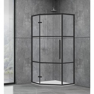 Душевая кабина Dusel DL197HBP Black Matt Paint  90x90x190 прозрачное с черным 
принтом