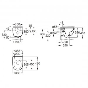 Комплект Инсталляция Grohe Rapid SL + унитаз подвесной Roca Meridian 48 см Rimless (A34H242000+38772001+37131000)