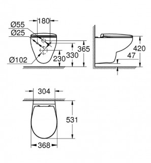 Набор инсталляции для унитаза Grohe SOLIDO 5 в 1 39418000 панель Arena 
Cosmopolitan 38844000 хром + унитаз GROHE Bau Ceramic 39427000 + сиденье 
39493000 Soft Close