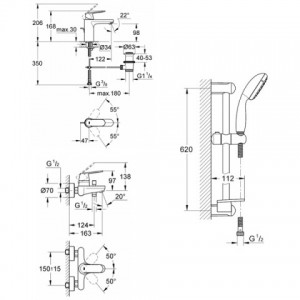 Набор смесителей для ванны Grohe Eurosmart Cosmopolitan 3 в 1 126112M