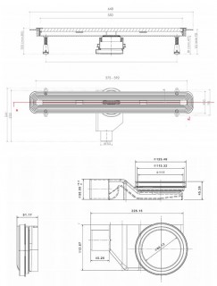 Дренажный канал Pestan Slim Line 550 мм щелевой 13100032 декор.вставка из нерж.стали фото